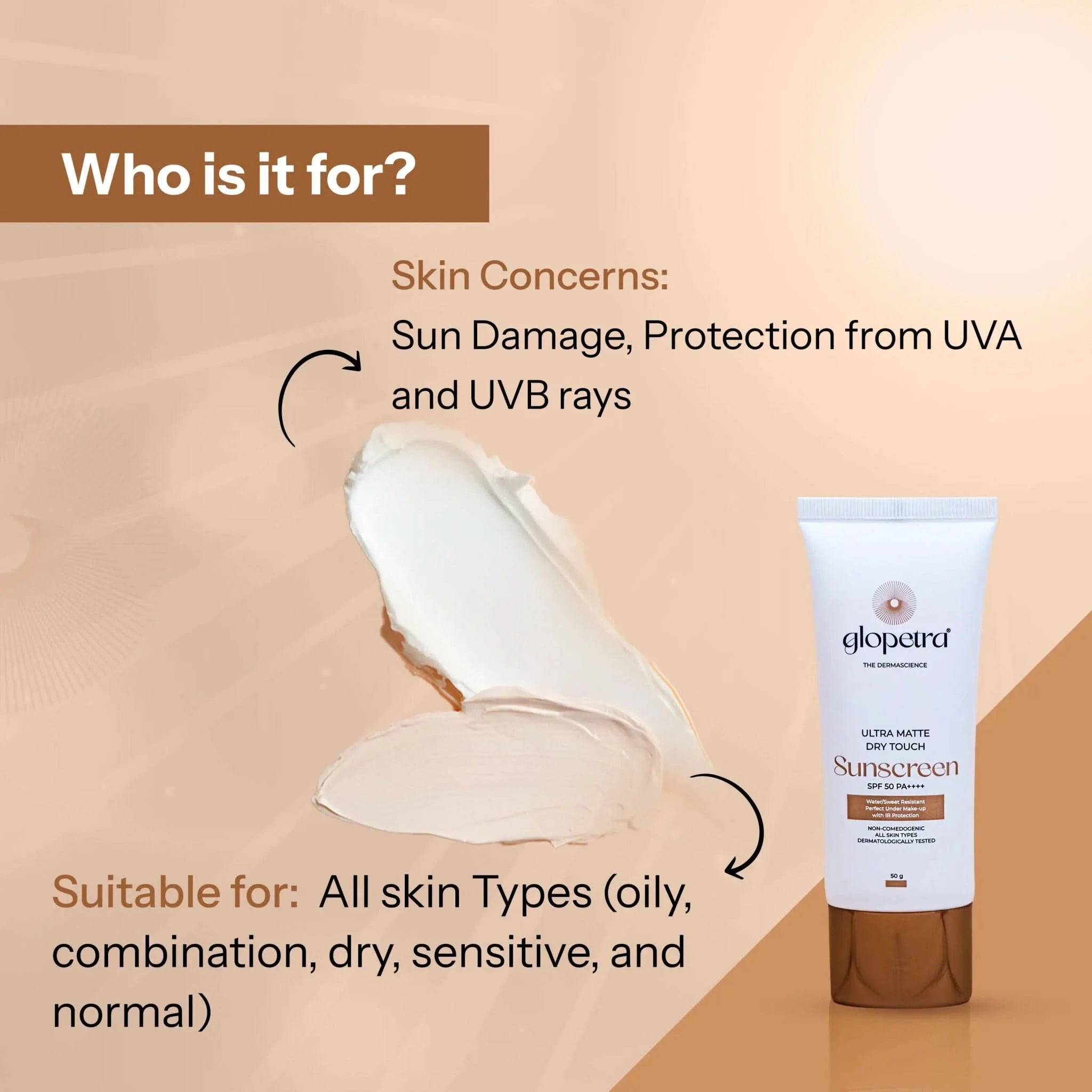 Glopetra Ultra Matte Dry Touch Sunscreen Spf 50 Pa+++ - Dista