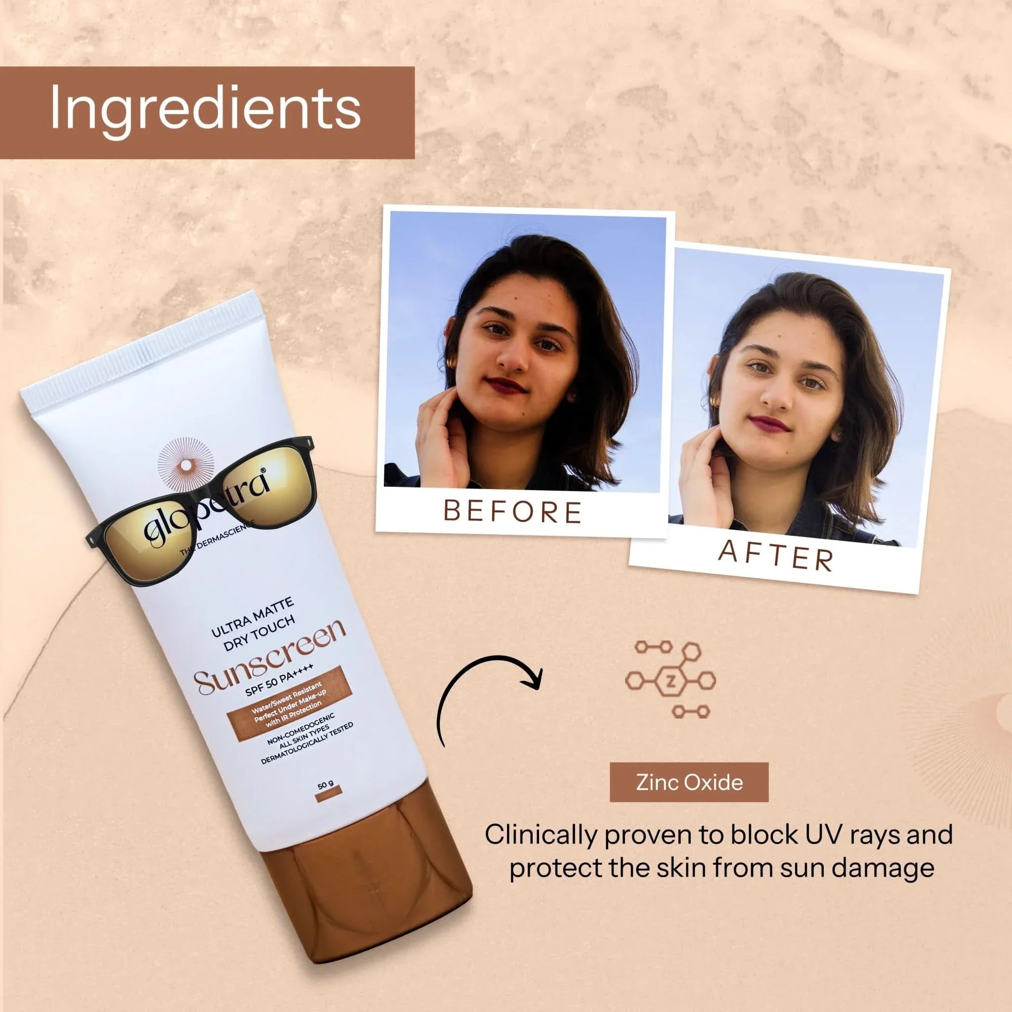 Glopetra Ultra Matte Dry Touch Sunscreen Spf 50 Pa+++ - Dista