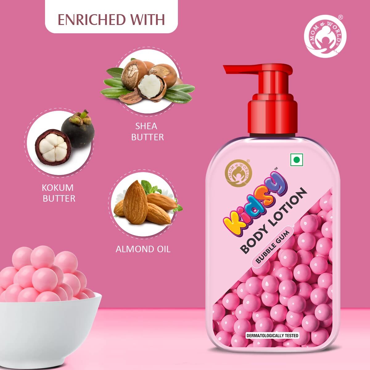 Mom & World Kidsy Bubble Gum Moisturising Body Lotion - Distacart