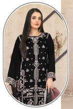 Thumbnail for Anaita Black Velvet Suit with Embroidery Sequence Work