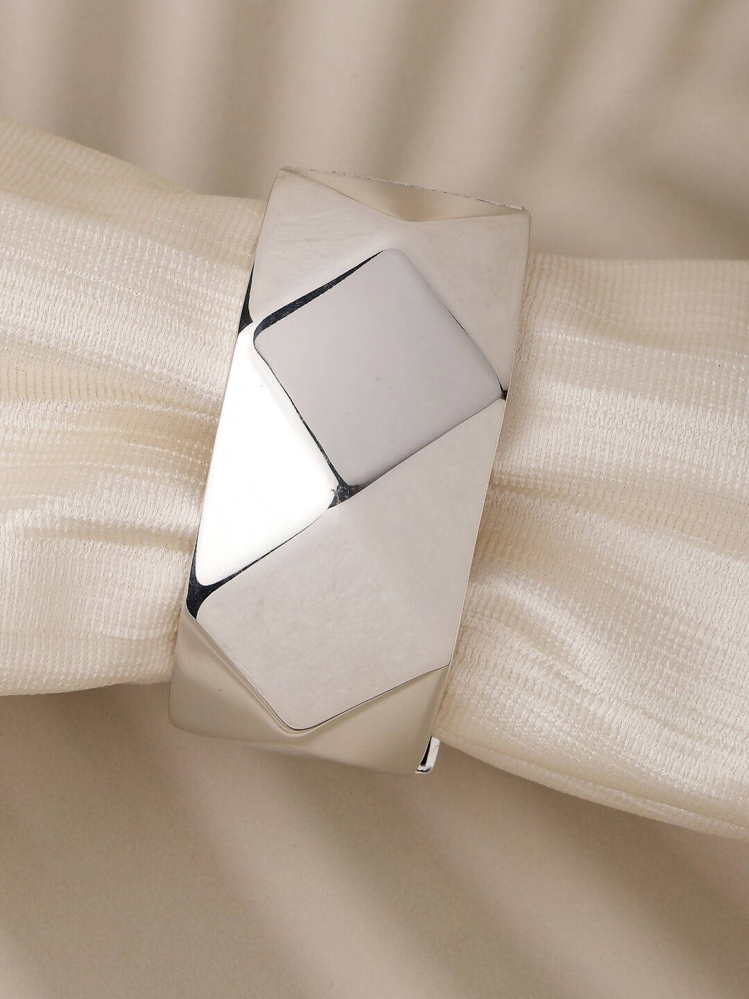 NVR Women Rhodium-Plated Kada Bracelet - Distacart