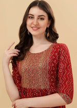 Thumbnail for Alvano Alvano Stylish Lehriya Kurti with Pant and Dupatta Set for Women's and girls - Distacart