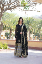 Thumbnail for Aastha Fashion Women's Black Faux Georgette Sequins Embroidered Anarkali Dress with Dupatta - Distacart