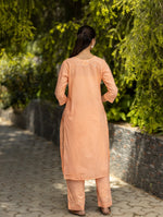Thumbnail for Gharana India Mul Cotton 2 Pc Peach Chikankari Kurta Set - Dista