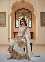 Thumbnail for Teeya Creation Multi Color Star Georgette Heavy Embroidery Work Functional Wear Salwar Suit - Distacart