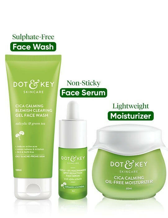 Dot & Key Cica + Niacinamide C + E CSM (Cleanser, Serum, Moisturizer) Routine for Oily & Acne Prone Skin - Distacart