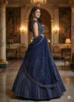 Thumbnail for Lehenga Mart Designer Indian Wedding Lehenga Choli-Blue - Distacart