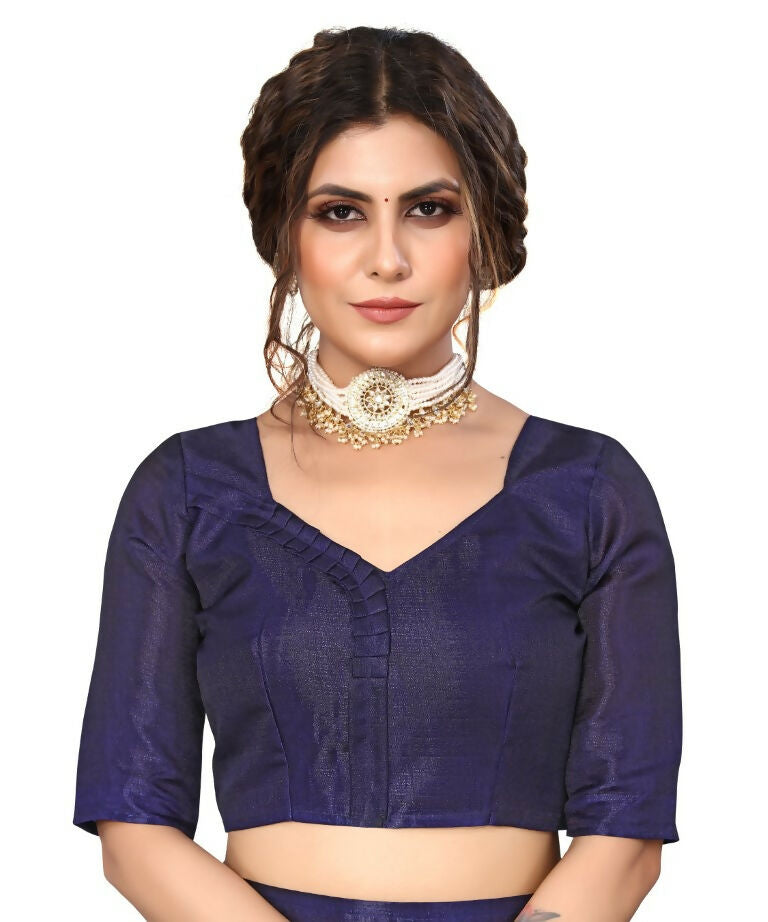 Vamika Navy Blue Printed Art Silk Saree - Distacart