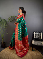 Thumbnail for Joban Fashion Banarasi Rama Green Woven Butti Soft Silk Saree