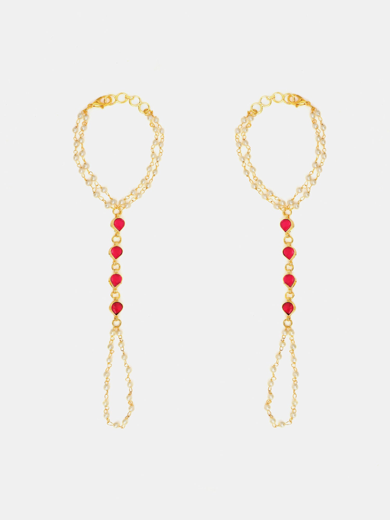 Ruby Raang Gulnaar Pearl Ruby Haath Phool - Distacart