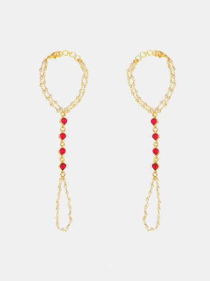 Ruby Raang Gulnaar Pearl Ruby Haath Phool - Distacart