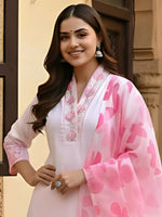 Thumbnail for The52 Women's Beautiful Chanderi Fabric Printed Work Straight Kurta Pant and Dupatta Set - Distacart