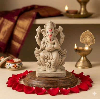 Saudeep India 6 Inch Mitti Ganesh Idol - Dista