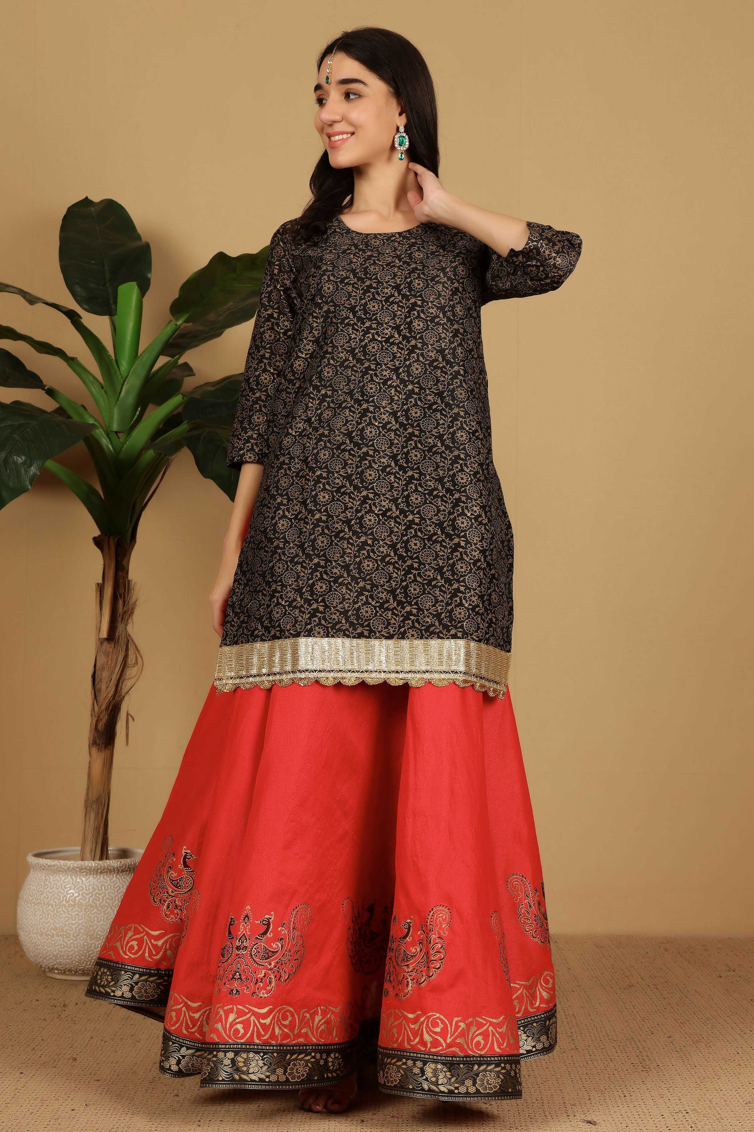 Joban Fashion Black Silk Lehenga Set