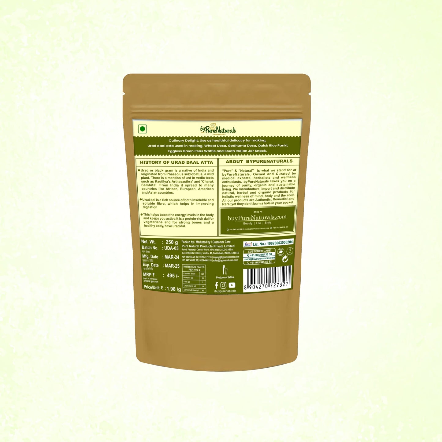 byPureNaturals Urad Daal Atta (Black Lentils Flour) - Dista