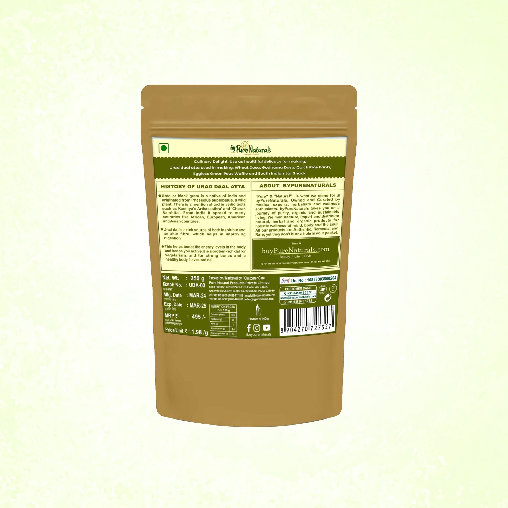 byPureNaturals Urad Daal Atta (Black Lentils Flour) - Dista
