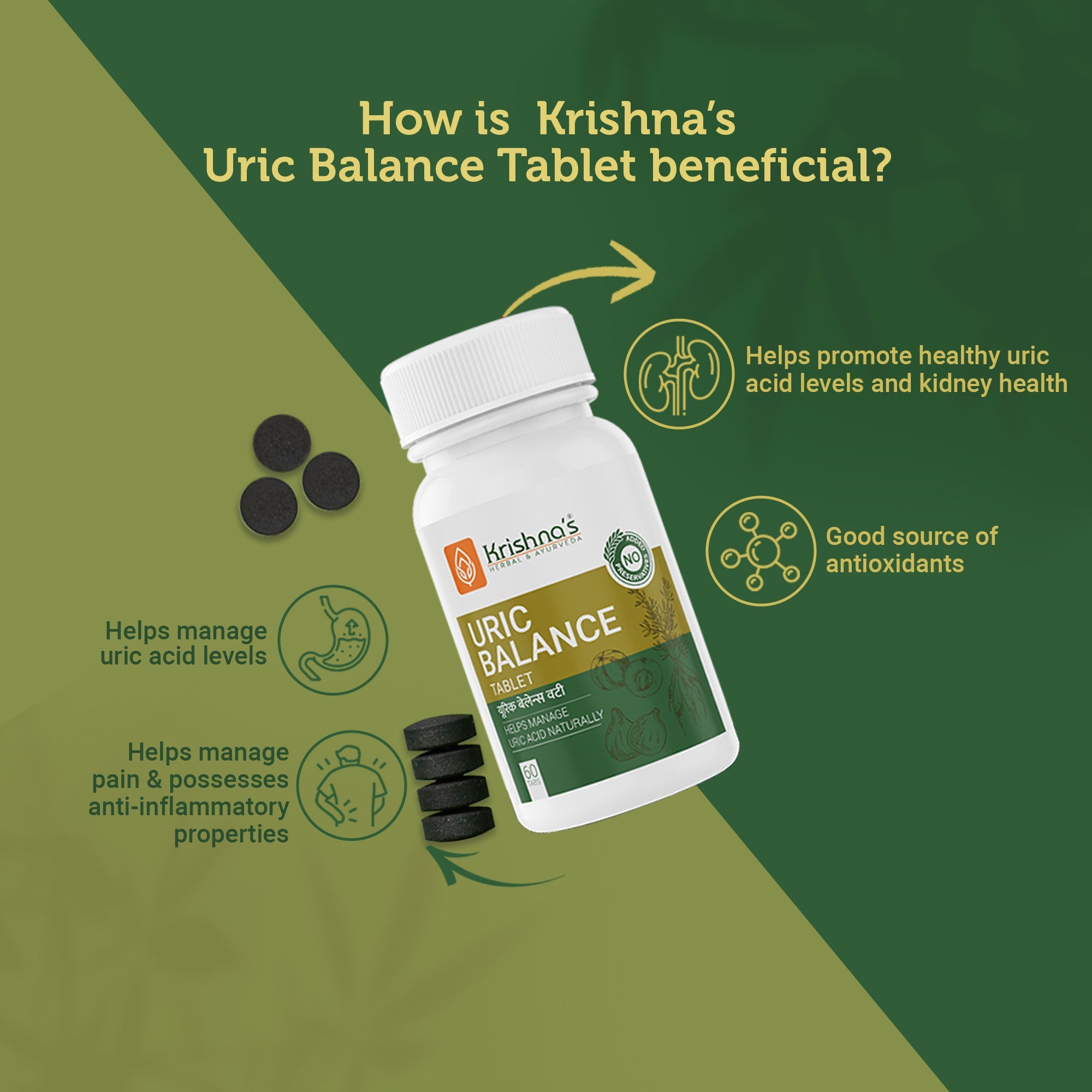 Krishna'S Herbal & Ayurveda Uric Balance Tablets