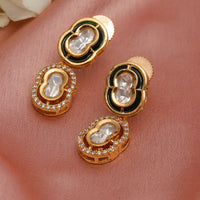 Thumbnail for Duet Mufli Meenakari and Diamond Gold-Plated Earrings (Gold) - Ruby Raang - Distacart