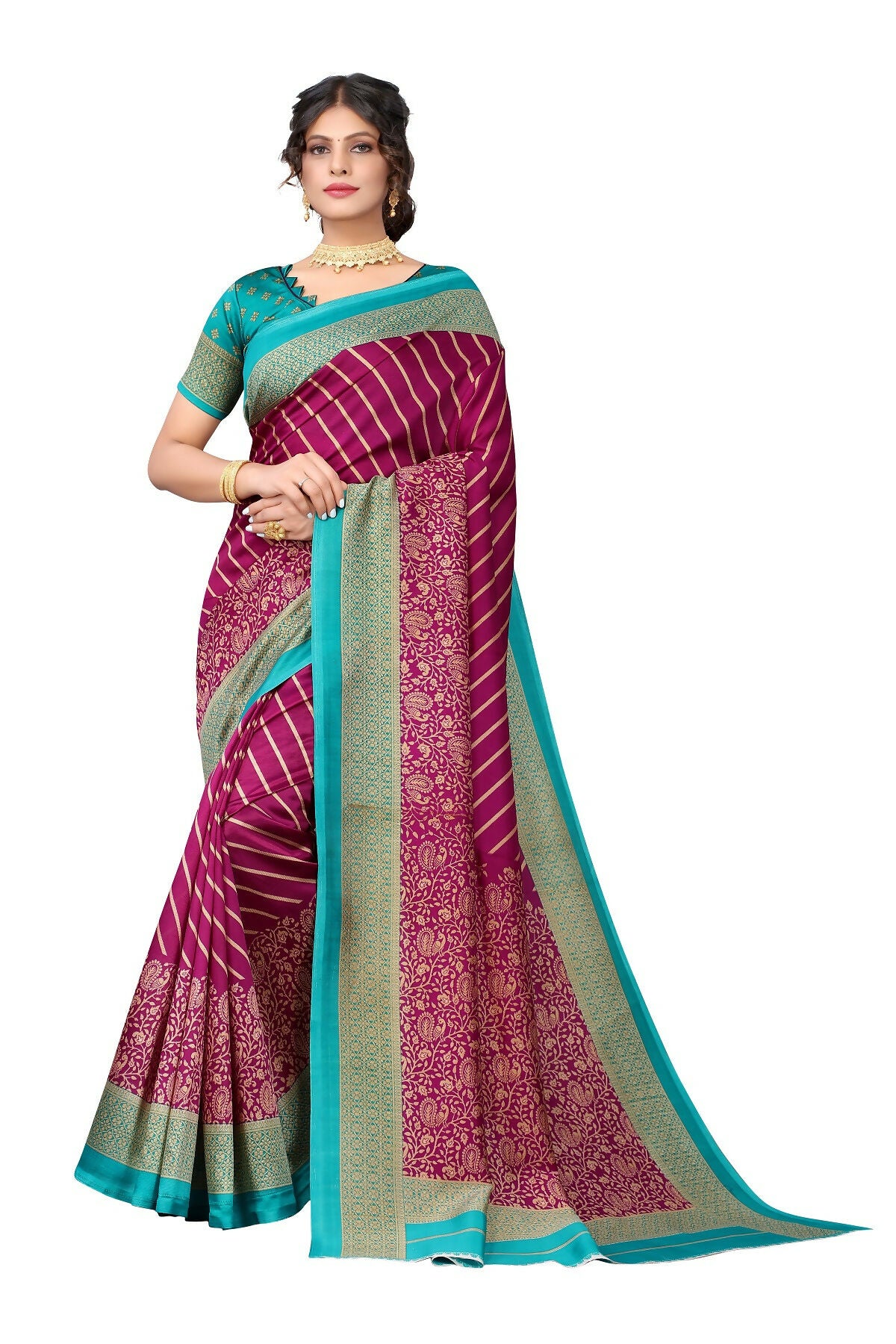 Vamika Purple Printed Art Silk Saree - Distacart
