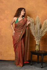 Thumbnail for Very Much Indian Designer Mul Cotton Handloom Saree with Sequins - Red - Distacart