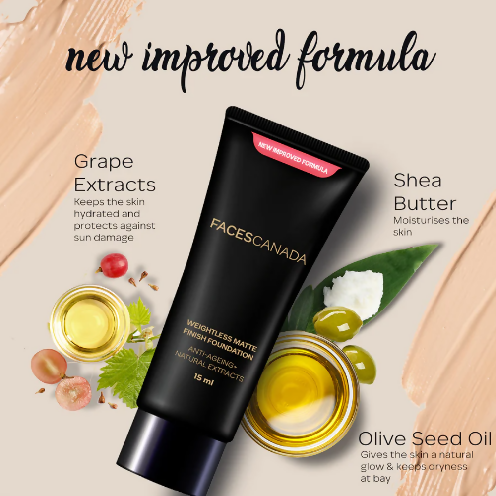 Faces Canada Weightless Matte Finish Foundation - Medium Natural 022 - Distacart