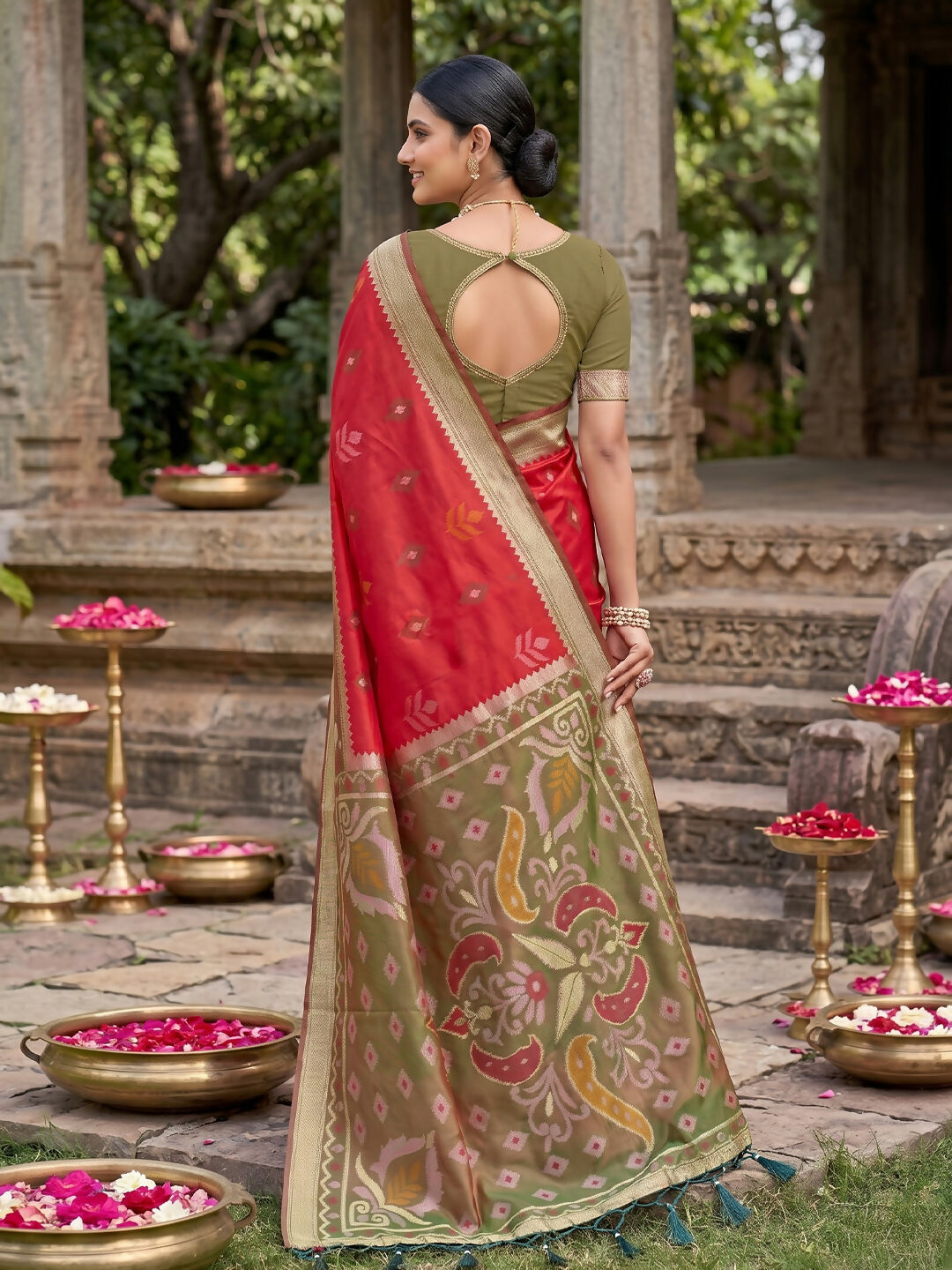 Shree Shyam Fashion Red Soft Silk Saree - Dista