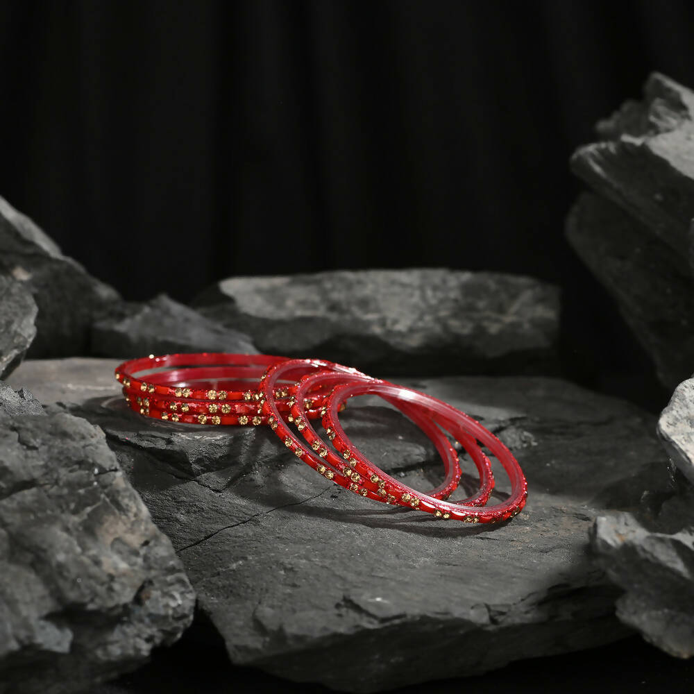 Afast Elegant Bridal & Wedding Party Fashion Bangle/Kada Set, Red, Glass, Pack Of 12 Model No- A15 - Distacart