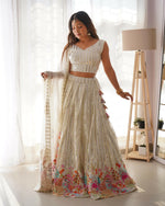 Thumbnail for Joban Fashion white Lehenga Georgette Sequins and Thread Work