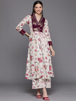 Thumbnail for Ahalyaa Womens Beige Crepe Digital Printed Kurta Palazzo Set - Distacart