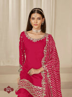 Thumbnail for Anaita Red Roman Silk Stitched Suit with Embroidery & Real Mirror Work - Distacart