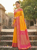 Thumbnail for Shree Shyam Fashion Yellow Soft Silk Saree - Distacart