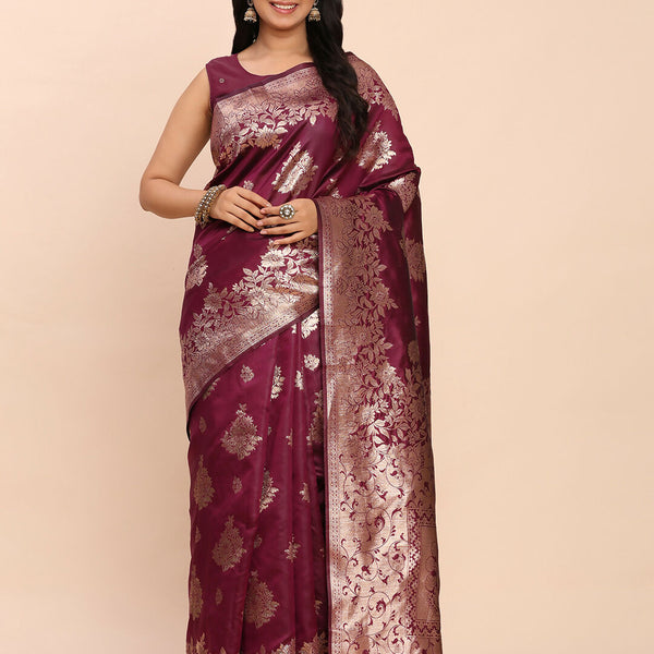 Astita Banarasi Silk Purple Saree
