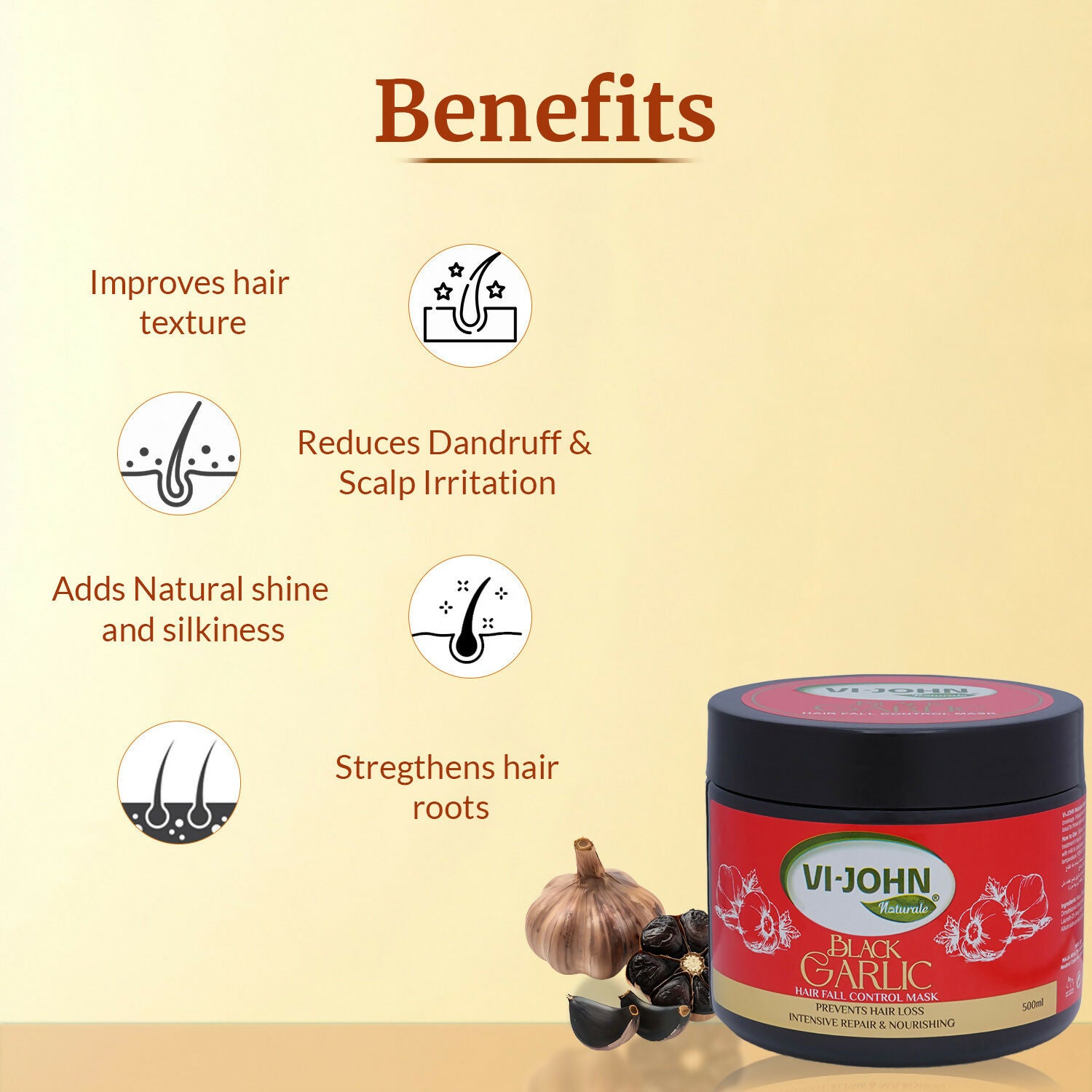 VI-JOHN Naturale Black Garlic Hair Mask Prevent Hair Loss intensive Repair & Nourishing