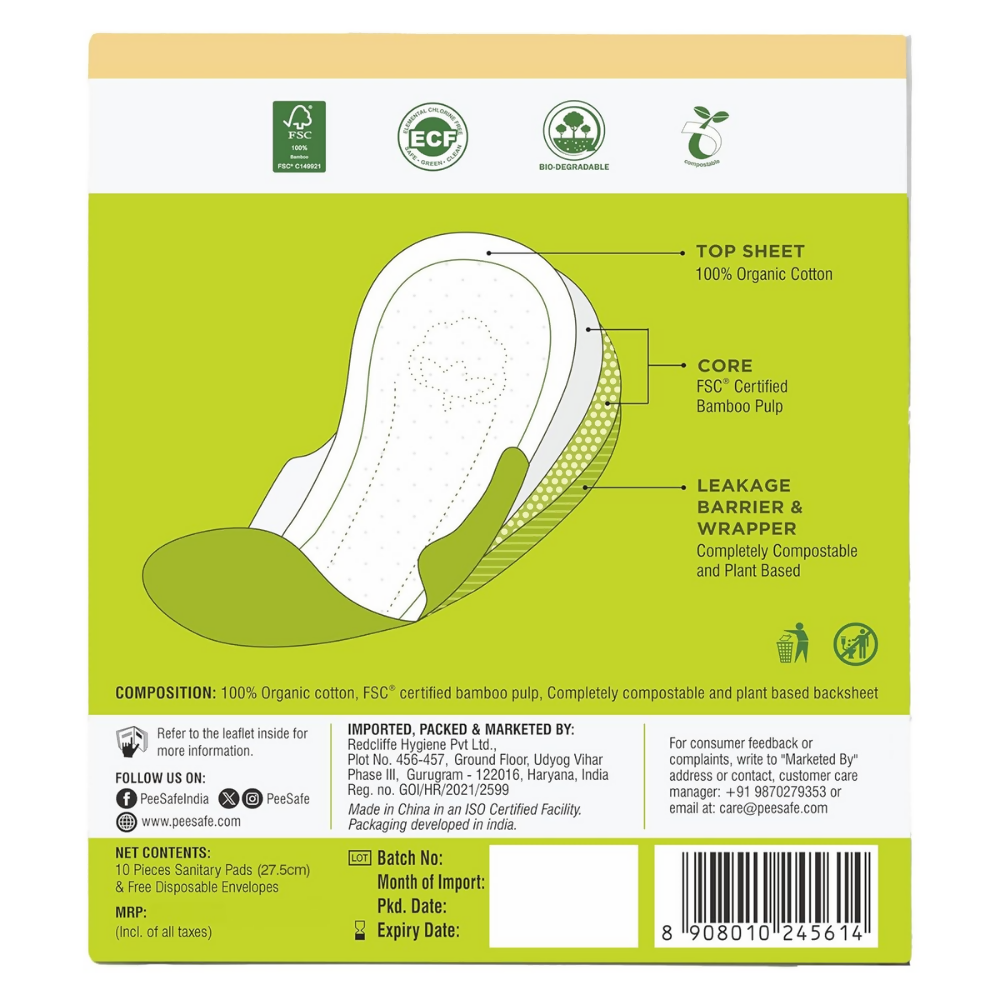 Pee Safe Organic Cotton Biodegradable Sanitary Pads - Dista