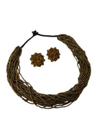 Thumbnail for Inhanns Vibrant Handmade 20 Layers Beaded Necklace With Matching Earrings - Golden - Distacart