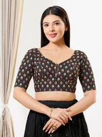 Thumbnail for Joban Fashion Black Silk Padded Blouse With Sweetheart Neck Elbow Sleeves - Distacart
