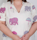 Thumbnail for Miravan Plus Size Womens Flex Cotton Short Sleeve Off White Animal Print A-Line Maxi Dress - Distacart
