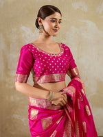 Thumbnail for Shree Shyam Fashion Magenta Silk Blend Saree - Distacart