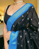 Thumbnail for Preksha Creation Designer Women Banarasi Soft Silk Saree - Black - Distacart