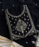 Thumbnail for KC Black Wedding Wear Embroidered Crush Silk Salwar Suit - Dista
