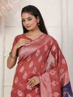 Thumbnail for Astita Linen Cotton Rust Saree