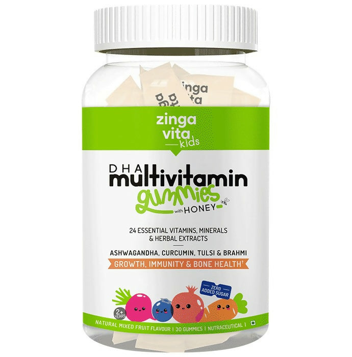 Zingavita DHA Multivitamin Gummies with Honey for Kids (2+ yrs) - Mixed Fruit - Distacart