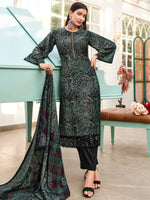 Thumbnail for Aastha Fashion Women's Green Velvet Digital Print with Resham Thread work Kurta with Trouser & Dupatta - Distacart