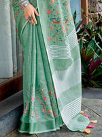 Thumbnail for Astita Linen Sea Green Saree