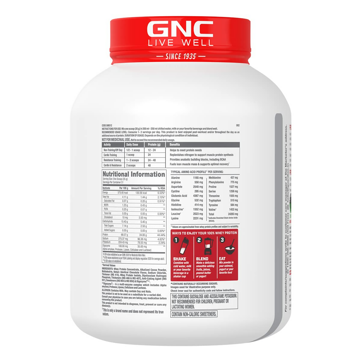 GNC Pro Performance 100% Whey Protein Muscle Growth Chocolate Supreme