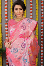 Thumbnail for Jyoti Fashion Women's Baby Pink Banarasi Silk Zari Woven Saree with Blouse - Distacart