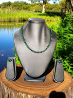 Thumbnail for Inhanns Crystal Bloom – Single Line Necklace + Studs - Dark Green - Distacart