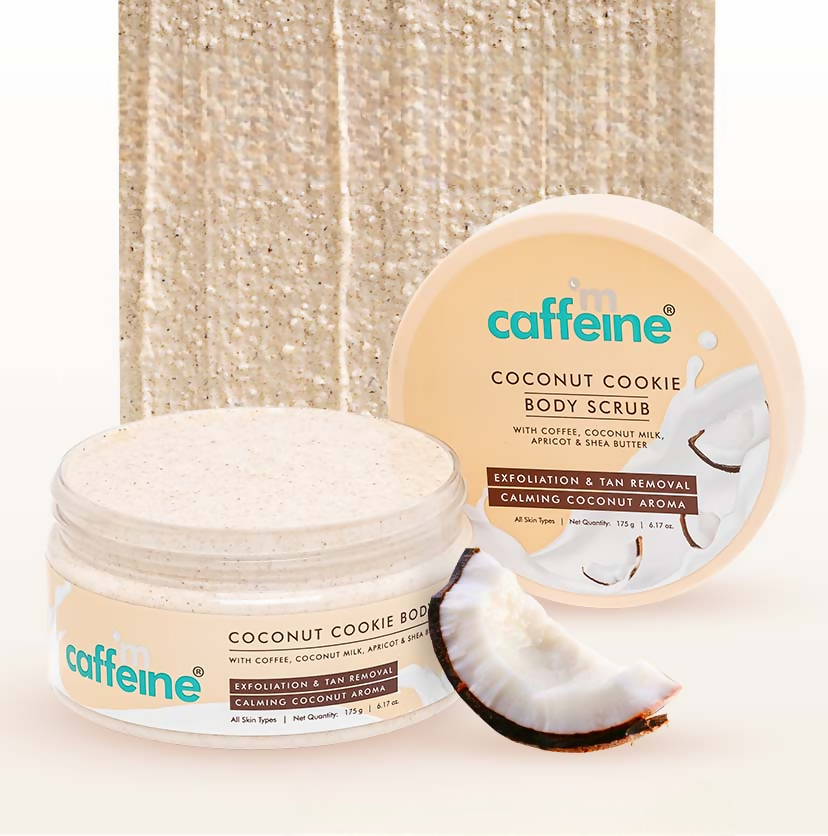 mCaffeine Coconut Cookie Body Scrub, Exfoliates & Removes Tan, Calming Coconut Aroma - Distacart