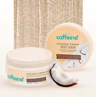 mCaffeine Coconut Cookie Body Scrub, Exfoliates & Removes Tan, Calming Coconut Aroma - Distacart