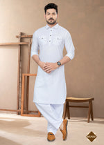 Thumbnail for Joban Fashion Men's White Heavy Cotton Plain Kurta Pyjama set - Distacart